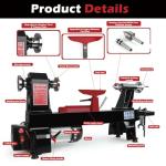 Wood Lathe Machine, 12 x 20 inch, 550W 3/4HP, 5 Speed Settings 680-2770 RPM Benchtop Lathe with Thickened Tool Rest,Stainless Steel Live Centers/Steel Faceplate