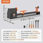 VEVOR Wood Lathe, 14 in x 40 in, 4 Speed Adjustable 885/1245/1715/2425 RPM 0.5 HP 370W Power Wood Turning Lathe Machine with Chisels Faceplate Plastic Handle Hex Wrench for Woodworking