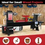 Wood Lathe Machine, 12 x 20 inch, 550W 3/4HP, 5 Speed Settings 680-2770 RPM Benchtop Lathe with Thickened Tool Rest,Stainless Steel Live Centers/Steel Faceplate