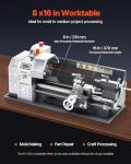 VEVOR High-quality Metal Lathe, 8 x 16 in, 550W Benchtop Lathe Machine, 0-2500 RPM Variable Speed, with 0.0003 in Spindle Accuracy Metal Gear, for Precision Parts Thread Soft Metals Wood