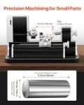 VEVOR Didactical Mini Metal Lathe Machine, 2.76 x 5.12 in, 36W Power Metal Lathe, 20,000 RPM Speed, with 3-jaw Chuck, Aluminum Alloy Handwheel, for Processing Precision Parts Soft Metals Wood Plastics