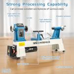 12" x 18" Digital Display Wood Lathe Machine, Benchtop Wood Lathe Machine 3/4HP 110V Infinitely Variable Speed 650-3800 RPM Professional for High Speed Sanding and Polishing