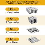 Upholstery Staple Gun Heavy Duty, YEAHOME 4-in-1 Stapler Gun with 4000 Staples, Manual Brad Nailer Power Adjustment Stapler Gun for Wood, Crafts, Carpentry, Decoration DIY