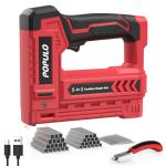 POPULO Electric Staple Gun 5 in 1 Band Nailer, 4V Rechargeable Cordless Stapler, Pin Nail Gun Battery Powered with 2,000 Staples and Nails, Power Wire Staple Gun for Home, Wood, Upholstery, DIY