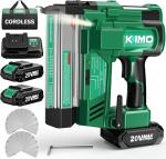 KIMO 2" Brad Nailer Cordless 18 Gauge w/ 20V Battery 2.0Ah X 2, 1000pcs Nails and Staples, 2 Firing Modes,180 Nails/min, Adjustable Nailing Depth, 2 in 1 Cordless Nail Gun and Stapler for DIY Project