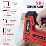POPULO Electric Staple Gun 5 in 1 Band Nailer, 4V Rechargeable Cordless Stapler, Pin Nail Gun Battery Powered with 2,000 Staples and Nails, Power Wire Staple Gun for Home, Wood, Upholstery, DIY