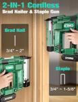 KIMO 2" Brad Nailer Cordless 18 Gauge w/ 20V Battery 2.0Ah X 2, 1000pcs Nails and Staples, 2 Firing Modes,180 Nails/min, Adjustable Nailing Depth, 2 in 1 Cordless Nail Gun and Stapler for DIY Project
