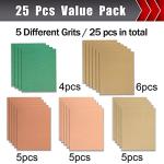 25-Piece Sandpaper Assortment for Wood and Metal