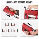 POPULO Electric Staple Gun 5 in 1 Band Nailer, 4V Rechargeable Cordless Stapler, Pin Nail Gun Battery Powered with 2,000 Staples and Nails, Power Wire Staple Gun for Home, Wood, Upholstery, DIY