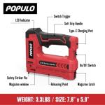 POPULO Electric Staple Gun 5 in 1 Band Nailer, 4V Rechargeable Cordless Stapler, Pin Nail Gun Battery Powered with 2,000 Staples and Nails, Power Wire Staple Gun for Home, Wood, Upholstery, DIY