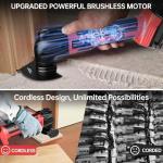 Cordless Oscillating Tool for Milwaukee 18V Battery(No Battery), 6 Variable Speed Brushless-Motor Tool, 22Pcs Multi Tool Kit, Oscillating Saw for Scraping, Sanding, Cutting Wood