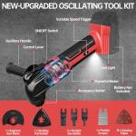 Cordless Oscillating Tool for Milwaukee 18V Battery(No Battery), 6 Variable Speed Brushless-Motor Tool, 22Pcs Multi Tool Kit, Oscillating Saw for Scraping, Sanding, Cutting Wood