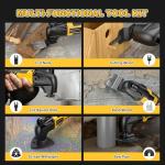 Cordless Oscillating Tool for Dewalt 20V Battery,6 Variable Speed Brushless-Motor Tool,22Pcs Oscillating Multi Tool Kit for Cutting Wood Drywall Nails Remove Grout & Sanding(Tools Only)