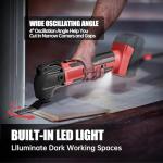 Cordless Oscillating Tool for Milwaukee 18V Battery(No Battery), 6 Variable Speed Brushless-Motor Tool, 22Pcs Multi Tool Kit, Oscillating Saw for Scraping, Sanding, Cutting Wood