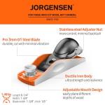 JORGENSEN NO.60-1/2 6-1/4" Wood Planer, Hand Planer for Woodworking, Low Angle Block Plane, Small Hand Plane for Trimming, Wood Planing, Craft - Professional Ductile Iron Body, Adjustable Mouth