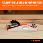 JORGENSEN NO.60-1/2 6-1/4" Wood Planer, Hand Planer for Woodworking, Low Angle Block Plane, Small Hand Plane for Trimming, Wood Planing, Craft - Professional Ductile Iron Body, Adjustable Mouth