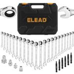 ELEAD 33-Piece Combination Ratchet Wrench Set | SAE & Metric Sizes (1/4" to 3/4" & 6-18mm) | 72-Tooth Gear Design | CR-V Steel | Organizer Carry Case | Ideal for Mechanics & DIY