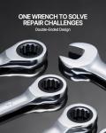 VEVOR Combination Wrench Set, 30-Piece Ratcheting Wrench Set with Organizer Rack, Cr-V Steel Wrench Set SAE 1/4" to 1", Metric 8 mm to 24 mm, Ideal for General Household, Garage, Workshop, Emergency