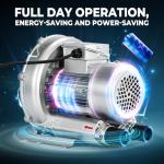 Byjoph 3/4HP Regenerative Blower, 77CFM 110V 60Hz Single Phase, High-Pressure Vortex Ring Blower, Industrial Vacuum Pump for Air Blowing Or Suction for Sewage Aeration Aquarium Fish Pond (0.74HP/550W)