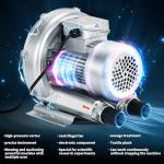 Byjoph 3/4HP Regenerative Blower, 77CFM 110V 60Hz Single Phase, High-Pressure Vortex Ring Blower, Industrial Vacuum Pump for Air Blowing Or Suction for Sewage Aeration Aquarium Fish Pond (0.74HP/550W)