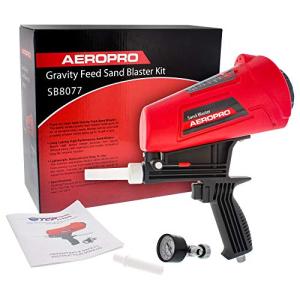TCP Global Gravity Feed Sand Blaster Gun Kit - Portable Air Compressor Sandblaster, 2 Ceramic Nozzles & Regulator - Abrasive Media & Soda Blaster - Rust, Metal, Wood & Paint Removal