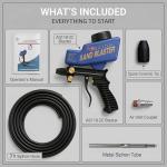 LE LEMATEC Sand Blaster Gun Kit – Portable Sandblaster for Air Compressor – Rust Removal & Glass Etching – Gravity Feed & Siphon Modes – AS118-2C
