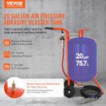 VEVOR 20 Gallon Sand Blaster, 60-110 PSI High Pressure Sandblaster, Portable Abrasive Blasting Tank, Air Sand Blasting Kit with 4 Ceramic Nozzles and Oil-Water Separator for Paint, Stain, Rust Removal