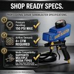 LE LEMATEC Sand Blaster Gun Kit – Portable Sandblaster for Air Compressor – Rust Removal & Glass Etching – Gravity Feed & Siphon Modes – AS118-2C