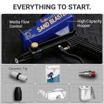 LE LEMATEC Portable Sand Blaster Gun Pro Kit (Pistola de Arena) - Premium Rust & Paint Removal for Auto, Patio & Furniture Restoration - Ceramic Nozzle - Optimized for 90 PSI 4 CFM Compressors