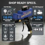 LE LEMATEC Portable Sand Blaster Gun Pro Kit (Pistola de Arena) - Premium Rust & Paint Removal for Auto, Patio & Furniture Restoration - Ceramic Nozzle - Optimized for 90 PSI 4 CFM Compressors