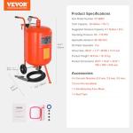 VEVOR 20 Gallon Sand Blaster, 60-110 PSI High Pressure Sandblaster, Portable Abrasive Blasting Tank, Air Sand Blasting Kit with 4 Ceramic Nozzles and Oil-Water Separator for Paint, Stain, Rust Removal