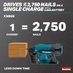 Makita XNB05Z 18V LXT® Lithium-Ion Brushless Cordless 2-1/2” Straight Finish Nailer, 16 Ga., Tool Only