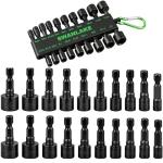 SWANLAKE 20PCS Power Nut Driver Set for Impact Drill, 1/4” Hex Head Drill Bit Set SAE and Metric
