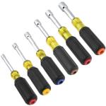Klein Tools 65456 Hollow-Shaft Nut Driver Set, Heavy-Duty, Color-Coded Hex Sizes 1/4 to 9/16-Inch, Cushion-Grip Handles, 6-Piece