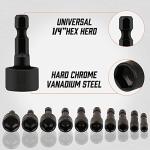 HORUSDY 22-Piece Power Nut Driver Set for Impact Drill, SAE and Metric, 1/4” Nut Driver Hex Keys, Hex Head Drill Bit Set