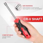 TOOLEAGUE 7Pcs SAE Nut Driver Set - 3/16, 1/4, 5/16, 11/32, 3/8, 7/16, 1/2 Inch, 3.5 Inch (1 Inch Hollow, 2.5 Inch Solid) Shaft Nut Driver with Pass Through Design