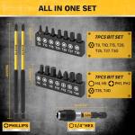 Magnetic Nut Driver Bit Set, 35-Piece Extra Long Nut Driver Set for Impact Drill, Metric & SAE, PH1 & PH2 Screwdriver Bits 1/4 Drive Shank Adapter Extension, Durable for Professional Projects