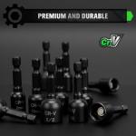 20-Piece Magnetic Nut Driver Set, Metric & SAE 1/4" Hex Shank, Drill Socket Set, Impact Driver Bit Set, Magnetic Bit Holder with Aluminum Alloy Snap Clip, Quick Change Tool