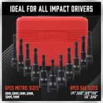 12-Piece Magnetic Nut Driver Set - Premium Impact Power Hex Nut Driver Drill Bit Master Kit, SAE & Metric, 1/4-Inch Quick-Change
