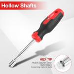 TOOLEAGUE 7Pcs SAE Nut Driver Set - 3/16, 1/4, 5/16, 11/32, 3/8, 7/16, 1/2 Inch, 3.5 Inch (1 Inch Hollow, 2.5 Inch Solid) Shaft Nut Driver with Pass Through Design