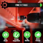 20-Piece Magnetic Nut Driver Set, Metric & SAE 1/4" Hex Shank, Drill Socket Set, Impact Driver Bit Set, Magnetic Bit Holder with Aluminum Alloy Snap Clip, Quick Change Tool