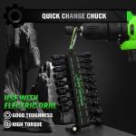 20-Piece Magnetic Nut Driver Set, Metric & SAE 1/4" Hex Shank, Drill Socket Set, Impact Driver Bit Set, Magnetic Bit Holder with Aluminum Alloy Snap Clip, Quick Change Tool