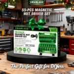 55-Piece Magnetic Nut Driver Set, Metric & SAE 1/4" Hex Shank, Impact Socket Adapters, Snappy Driver Bits, Drill Bit Extension, 14PCS Screwdriver Bit Set