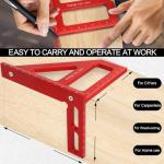 KETIPED 6" Imperial 3D Multi-Angle Measuring Ruler,45/90 Degree Aluminum Alloy Woodworking Square Protractor,Drawing Line,Miter Triangle Ruler High Precision Layout Measuring Tool for Woodworking