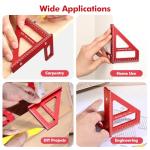 Draxzor Mini 3D Multi-Angle Measuring Ruler, Precision Imperial 45/90 Degree Carpenter Square, Aluminum Alloy Miter Triangle Ruler and 3D Measuring Tool for Woodworking & Layout