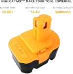 Reoben [Upgraded] 3600mAh Replacement Battery Compatible with Ryobi 14.4V Battery 1314702 130224010 130224011 130281002 1400144 1400655 HP1441 HP1441M HP1441MK2 HP1442M Cordless Power Tools (2 Pack)