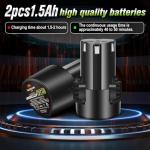 2 Packs Lithium 12V Batteries with a Battery Charger,1.5Ah Battery for 12V Cordless Power Tools,12V Battery Packs for Weed Eater,Sander,Cordless Drill,Buffer Polisher