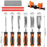 Yunziling 10Pcs Wood Chisel Sets, 6Pcs Premium Wood Chisels with Honing Guide, Sharpening Stone & Carpenter Pencils, Wood Carving Tools Kit for DIY & Professional Use (6-38mm)