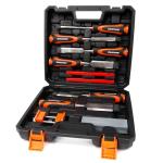 CENFORGE 10-Piece Wood Chisel Set for Woodworking - Professional Cr-V Steel Bevel Edge Chisels (1/4" to 1-1/2") with Honing Guide, Sharpening Stone & Case - Heavy Duty Carving Tools for Carpenters