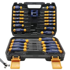 SUNHZMCKP Magnetic Screwdriver Set 66-Piece, S2- Alloy Tool Steel, Includes Slotted/Phillips/Torx Mini Precision Screwdrivers, Replaceable Screwdriver Bits With Sturdy tool box